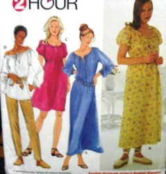 7698 2 HR PULLOVER PEASANT DRESS, BLOUSE PATTERN L-XL